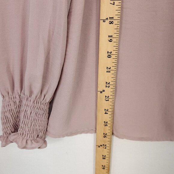 Entro Top Button Up Ruffle Blouse Long Sleeve Womens Medium - Picture 9 of 10